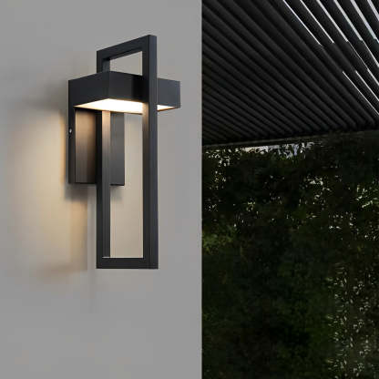 Rectangular Minimalist LED Waterproof Black Modern Outdoor Wall Lamp-Lighom