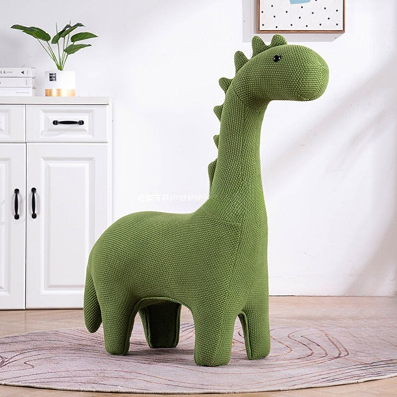 Modern Green Dinosaur-Shaped Knitted Kids Chair