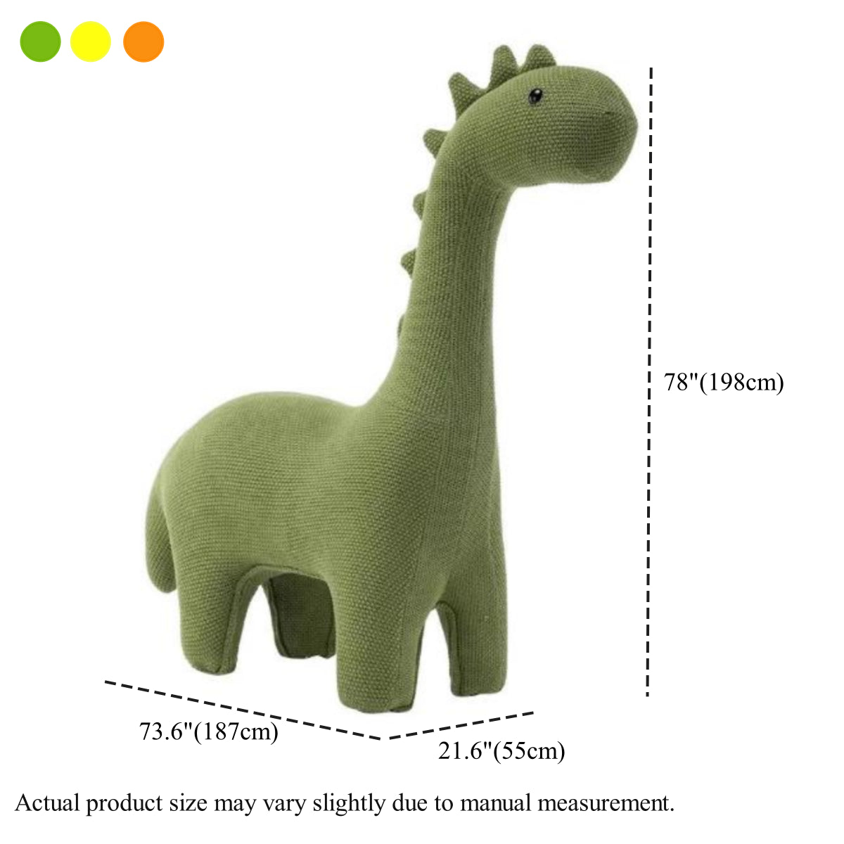 Modern Green Dinosaur-Shaped Knitted Kids Chair — Green-B