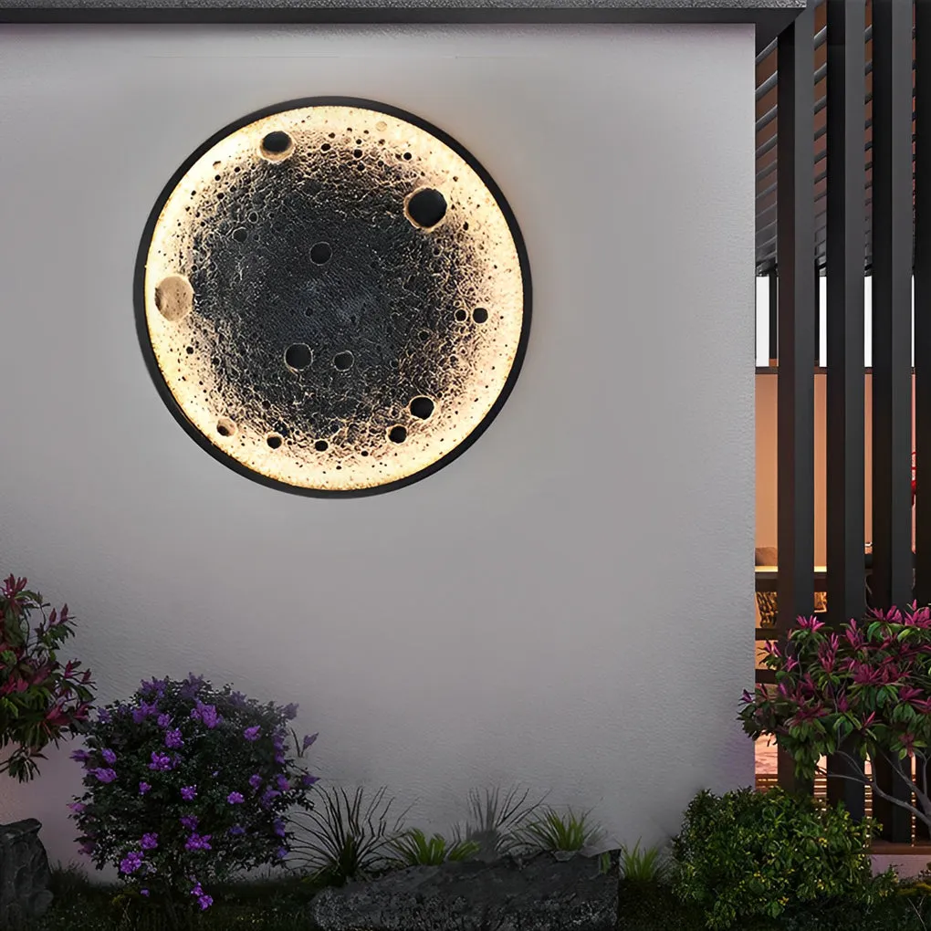 Round Moon Waterproof LED Modern Outdoor Wall Light