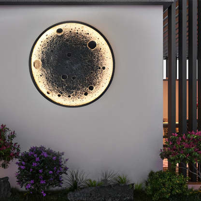 Round Moon Waterproof LED Modern Outdoor Wall Lights Fixture Wall Lamp-Lighom