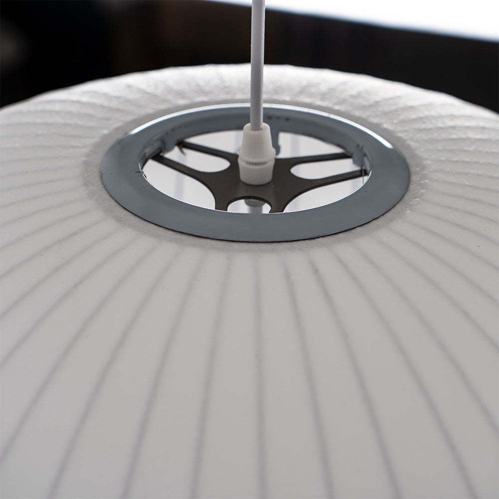 Nordic White Lantern Saucer Pendant Light For Living Room