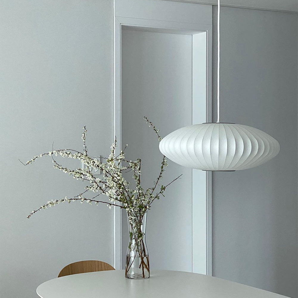 Nordic White Lantern Saucer Pendant Light For Living Room