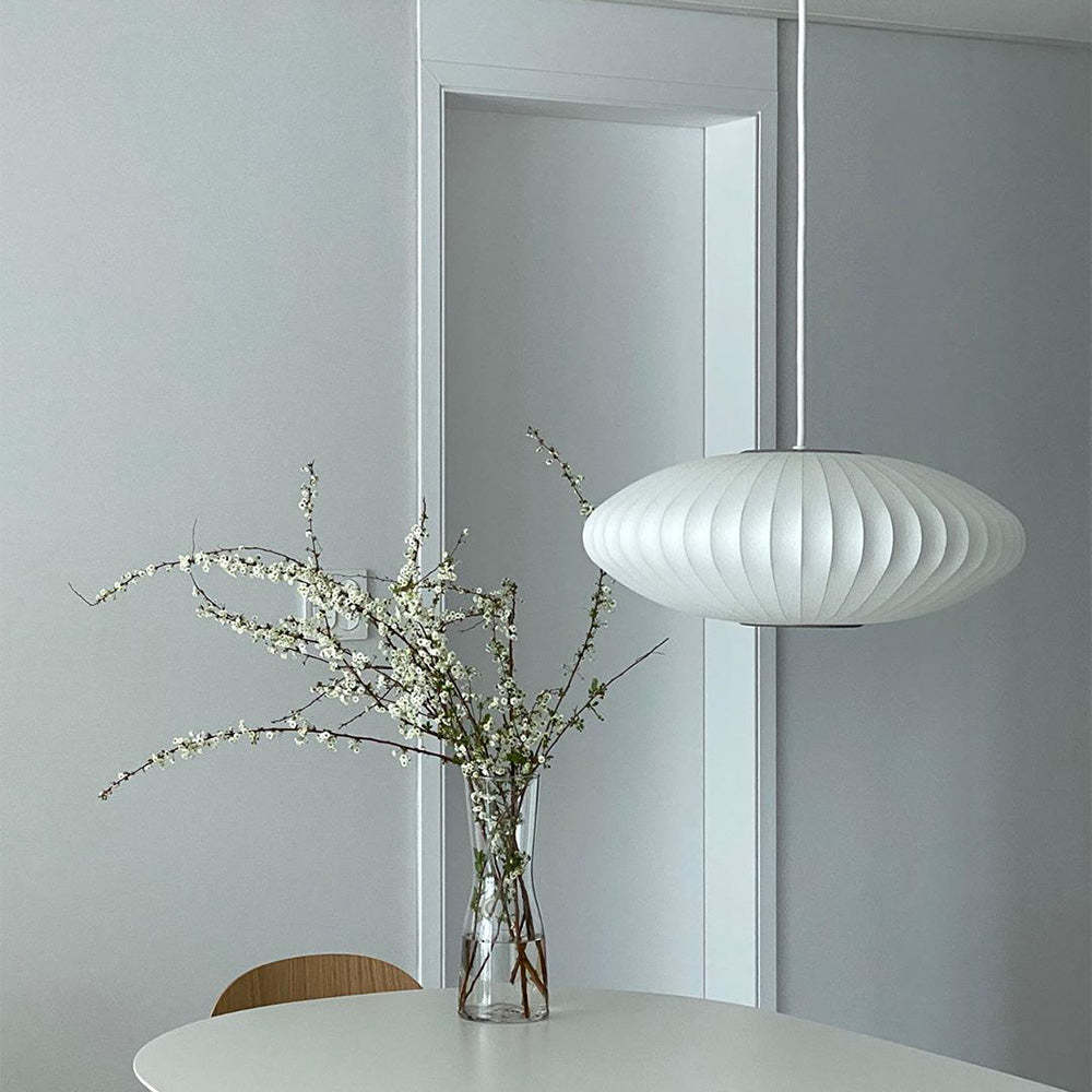 Nordic White Lantern Saucer Pendant Light For Living Room