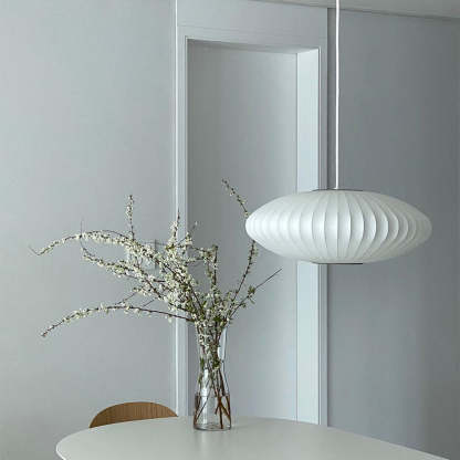 Nordic White Lantern Saucer Pendant Light For Living Room