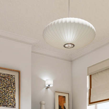 Nordic White Lantern Saucer Pendant Light For Living Room