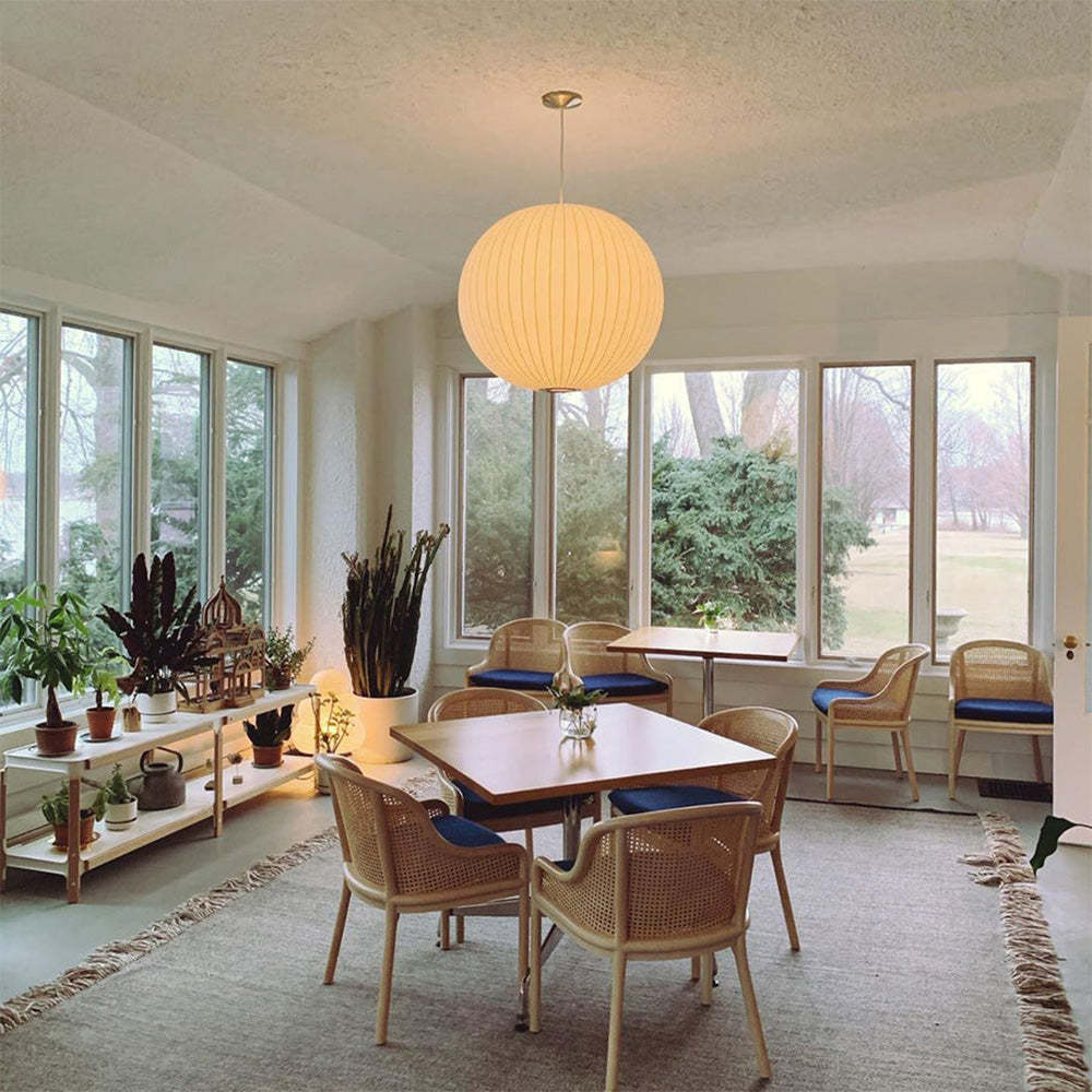 Nordic White Lantern Saucer Pendant Light For Living Room