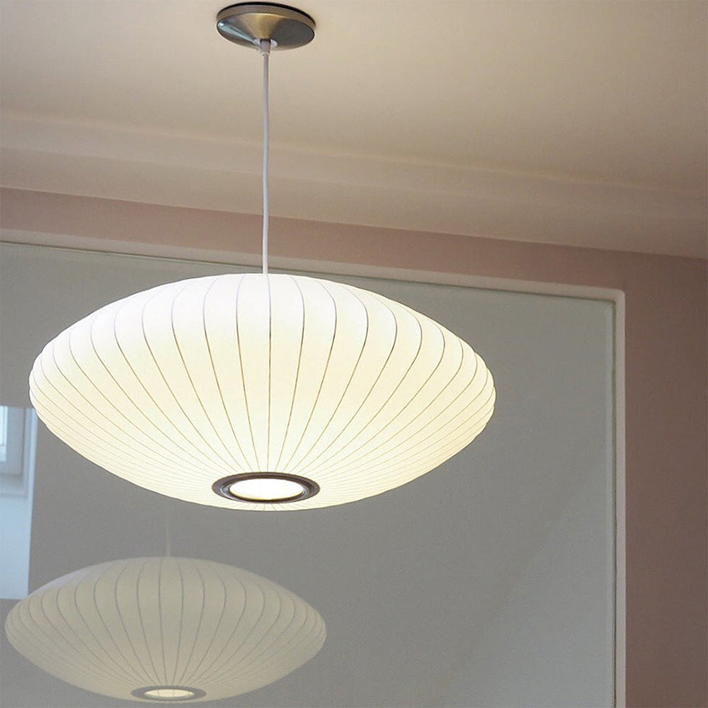 Nordic White Lantern Saucer Pendant Light For Living Room