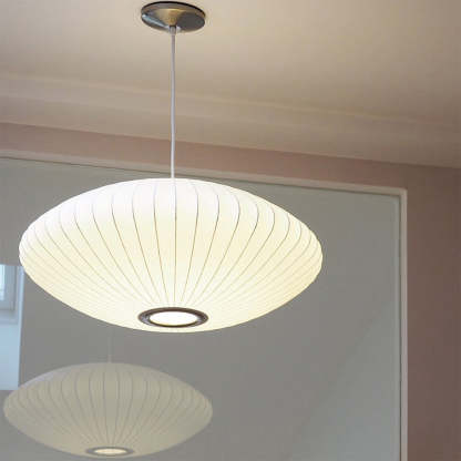 Nordic White Lantern Saucer Pendant Light For Living Room
