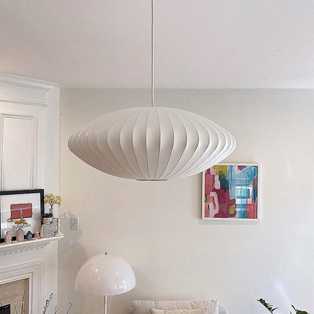 Nordic White Lantern Saucer Pendant Light For Living Room