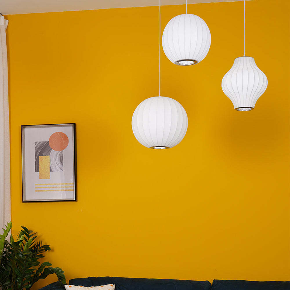 Nordic White Lantern Saucer Pendant Light For Living Room