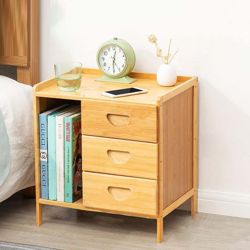 Modern Bamboo 1/3-Drawer Nightstand — B / Wood Color