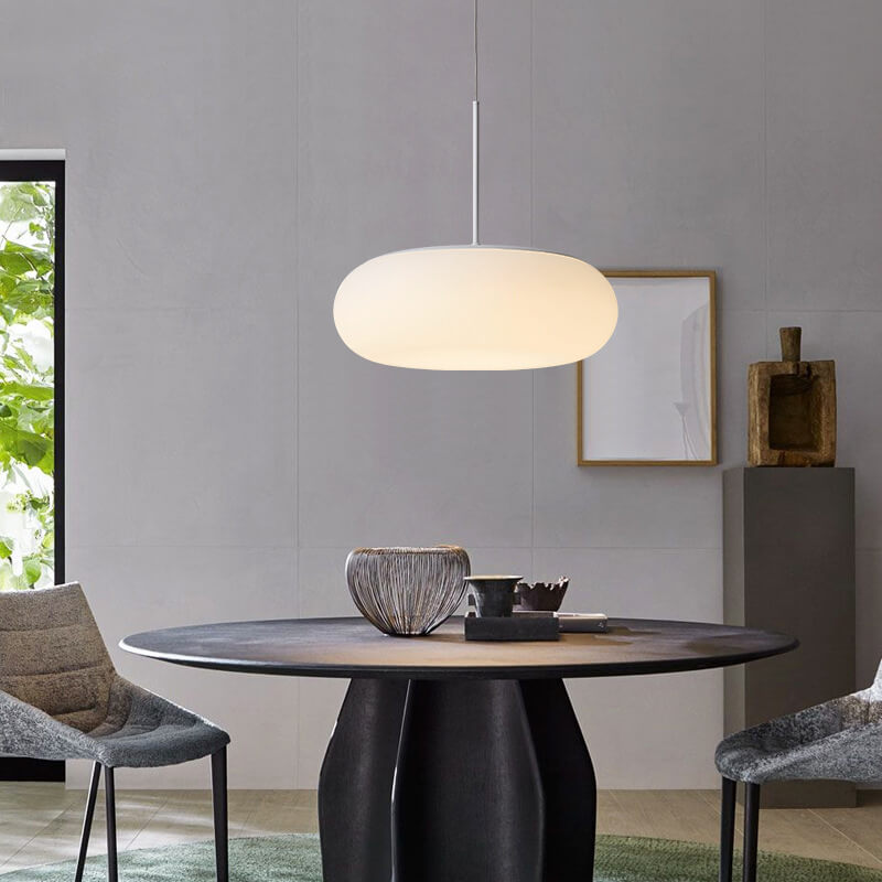 White minimalist drum pendant lighting — Small (12"H / Warm White (3000K) / 220V-240V (UK/AU