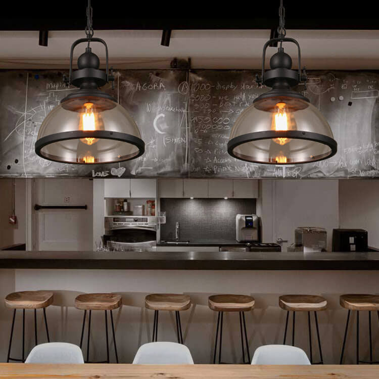 Retro Glass Single Dome Pendant Light — 220V-240V For UK/AU
