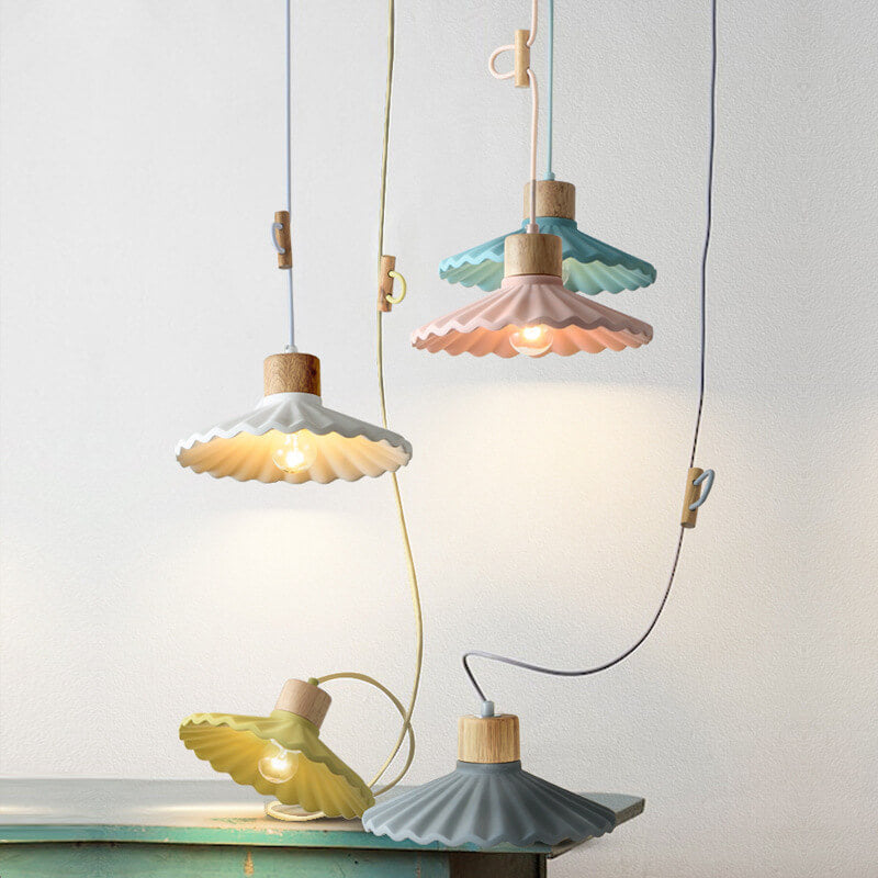 Modern Macaron Cement Scalloped Pendant Light