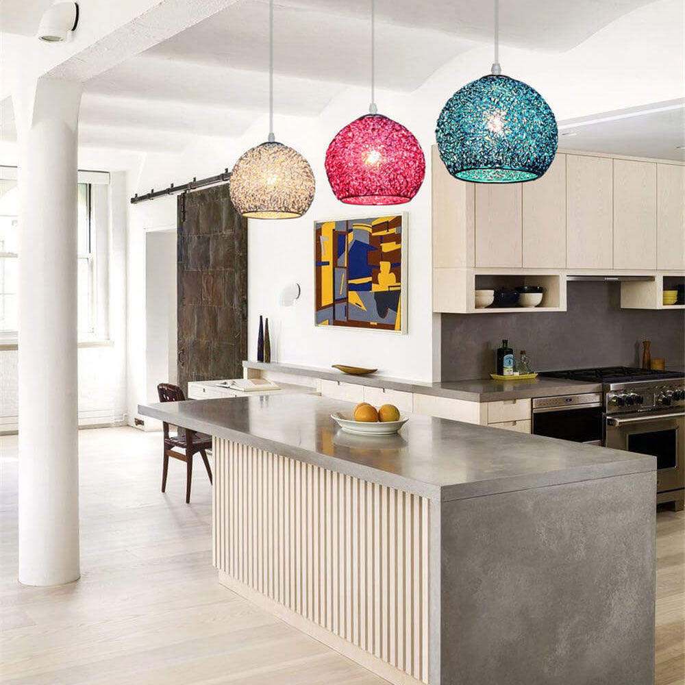 Lighom dome wire aluminum pendant lighting for kitchen — Polished Chrome / 220V-240V (UK/AU)