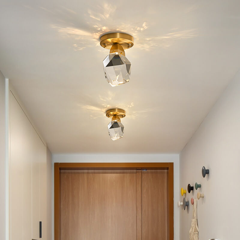 Lighom modern diamond semi-flush brass semi-flush mount light — Warm White (3000K) / Iron / 220V-240V (UK/AU)
