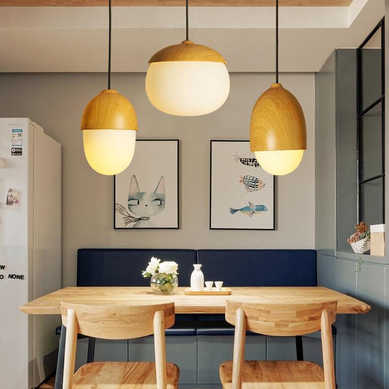 Beige modern nut globe pendant lighting — 220V-240V (UK/AU)