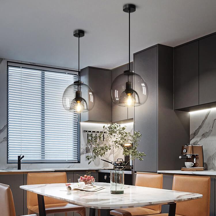 Minimalist Smoke Gray Hand-Blown Glass Dome Pendant — 220V-240V For UK/AU