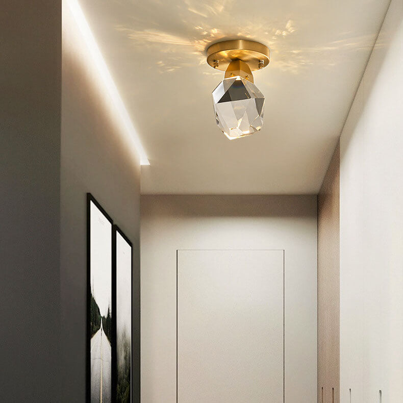 Crystal Diamond Shade Semi-Flush Light