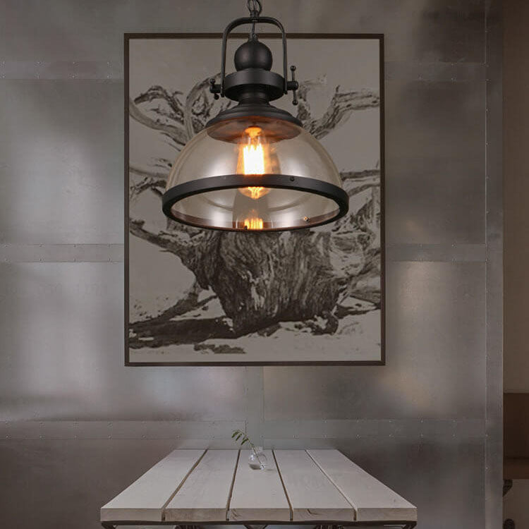 Retro Glass Single Dome Pendant Light
