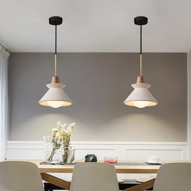 Nordic tapered white cement pendant lighting, Lighom — 7.87" / Warm White (3000K) / 220V-240V (UK/AU)