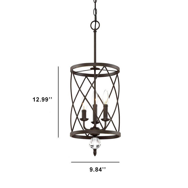 Retro Wrought Iron Openwork Column Chandelier