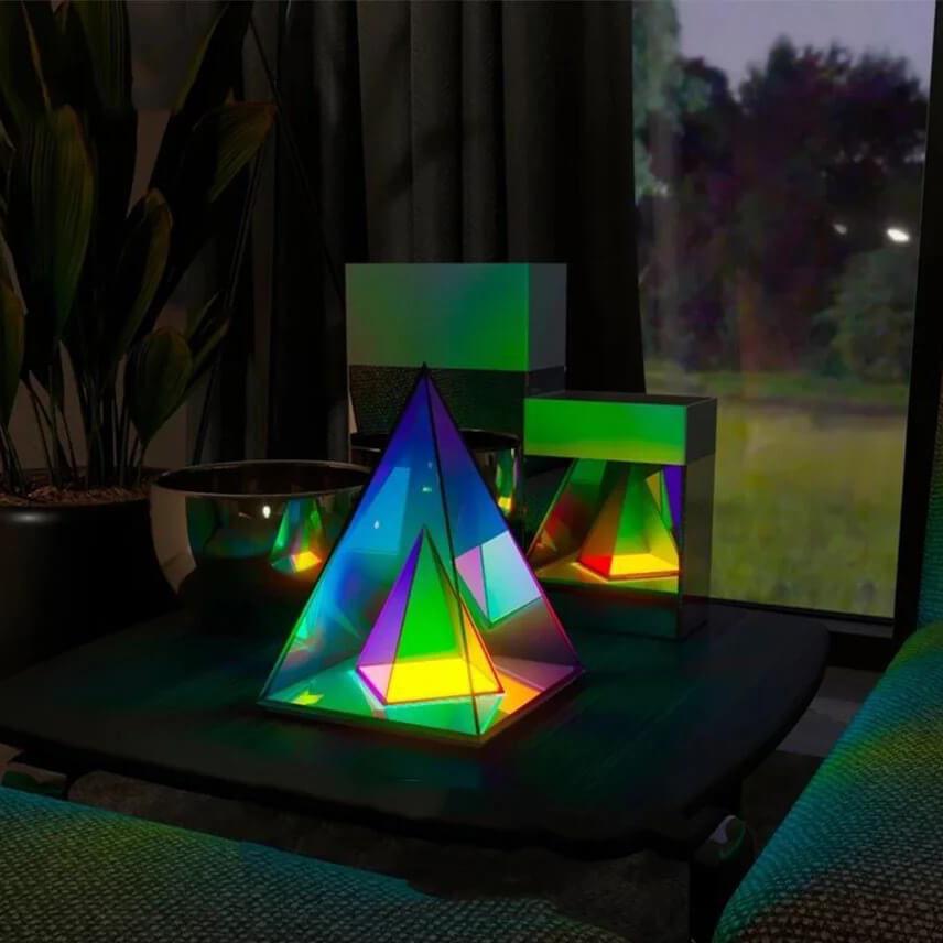 Magic Cube Triangle Acrylic Color LED Lamp — Single color light