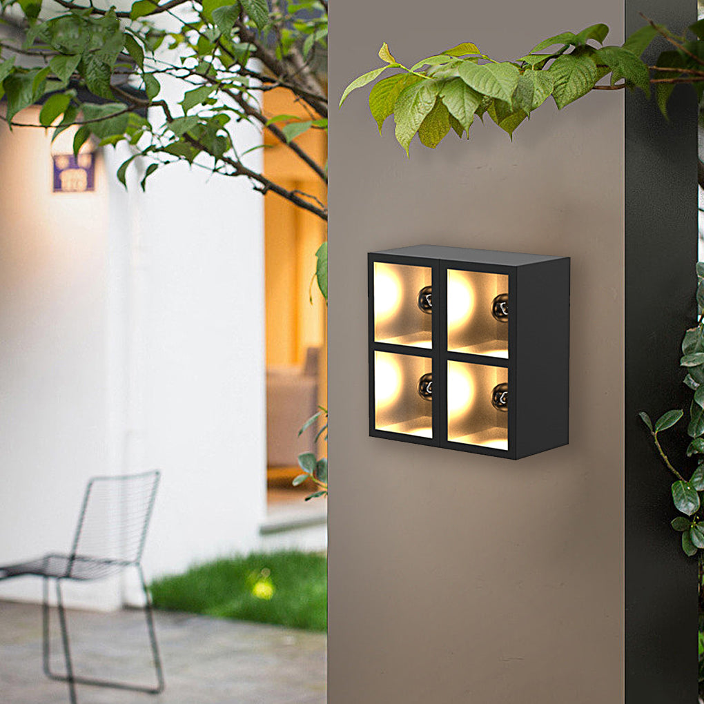 Square Combination Black LED Wall Lamp Flowerpot