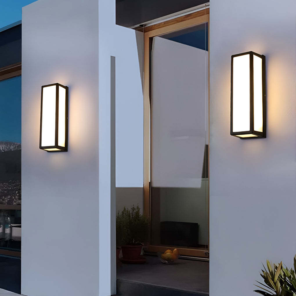 Rectangle LED Waterproof Motion Sensor Black Modern Wall Sconce Lighting-Lighom