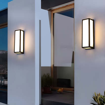 Rectangle LED Waterproof Motion Sensor Black Modern Wall Sconce Lighting-Lighom