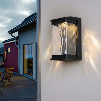Waterproof Creative Glass LED Black Modern Outdoor Wall Sconce Lighting-Lighom