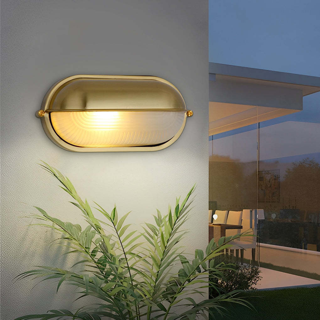Round Oval Cast Aluminum Glass Waterproof Retro Industrial Wall Lamp-Lighom