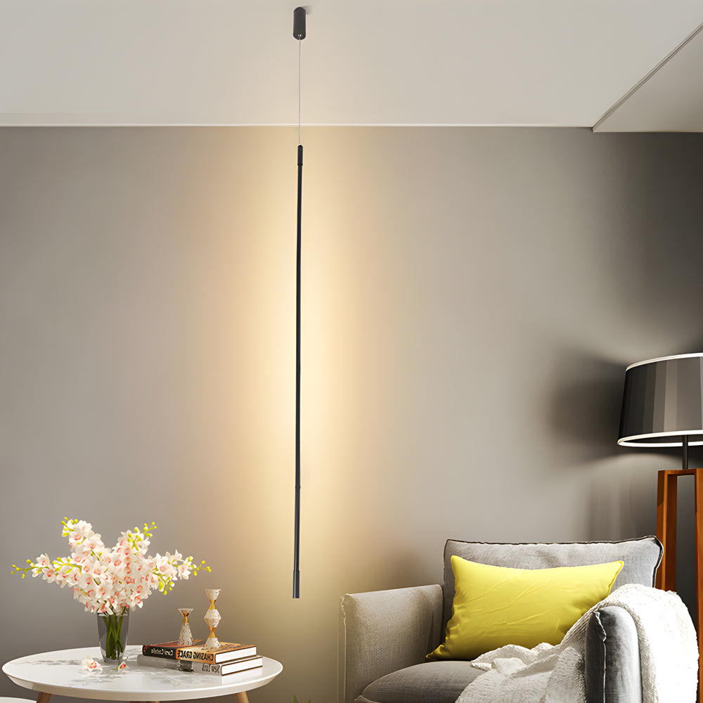 Black Long Vertical Linear LED Pendant