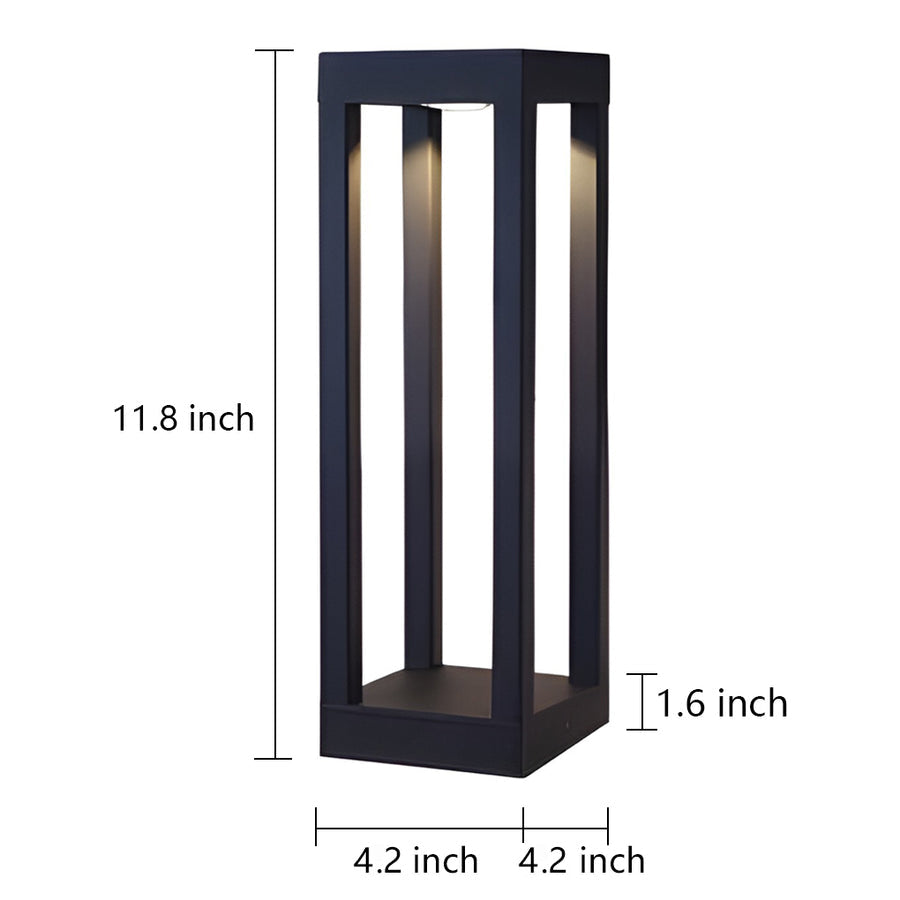 Black Aluminum Garden Bollard LED 7W 4-Beam Lighting-Lighom