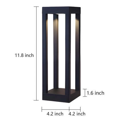 Black Aluminum Garden Bollard LED 7W 4-Beam Lighting-Lighom