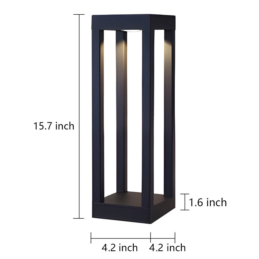 Black Aluminum Garden Bollard LED 7W 4-Beam Lighting-Lighom