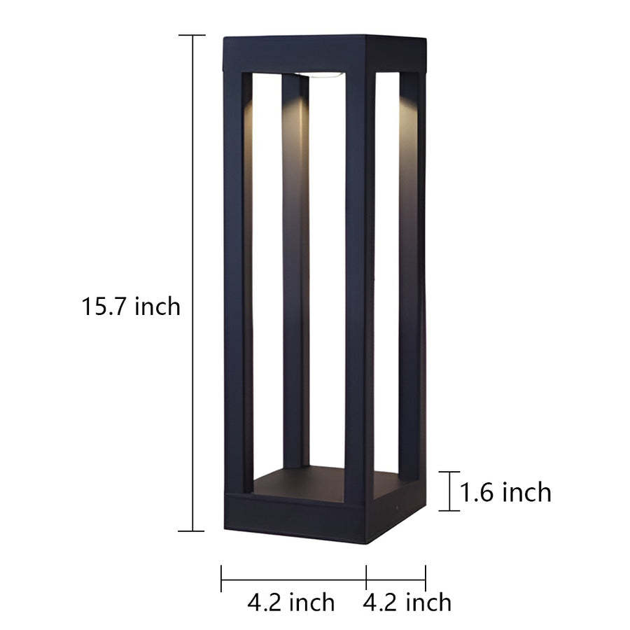 Black Aluminum Garden Bollard LED 7W 4-Beam Lighting-Lighom
