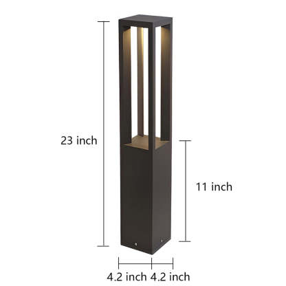 Black Aluminum Garden Bollard LED 7W 4-Beam Lighting-Lighom