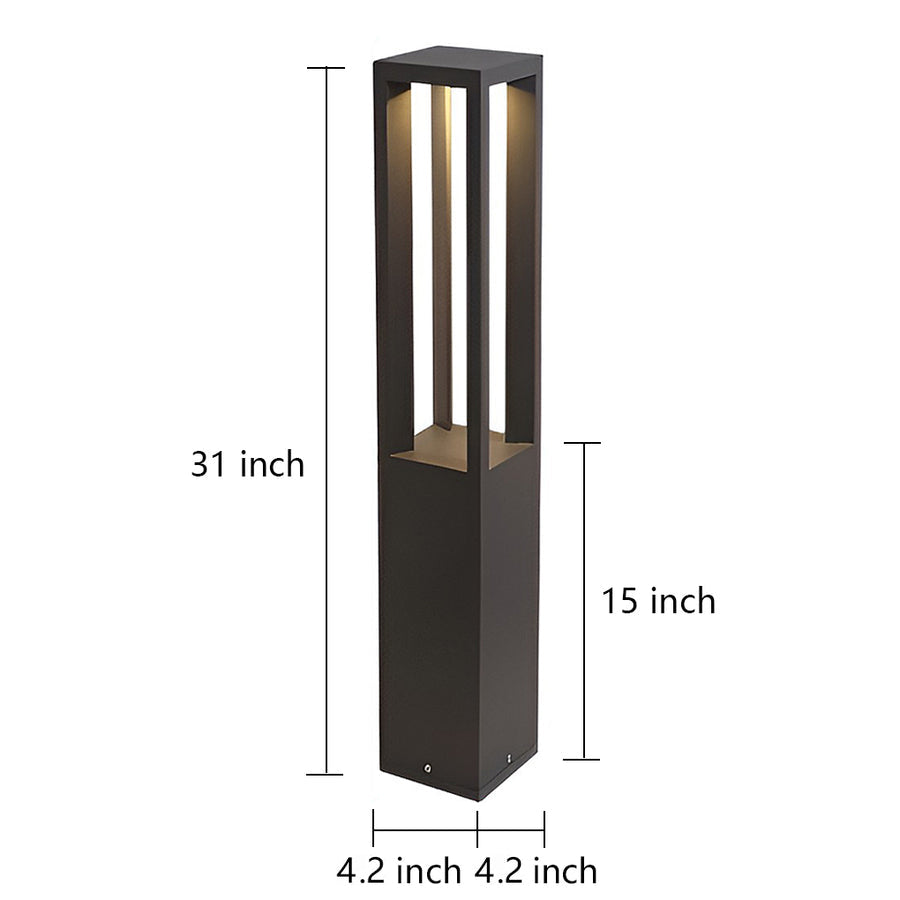 Black Aluminum Garden Bollard LED 7W 4-Beam Lighting-Lighom