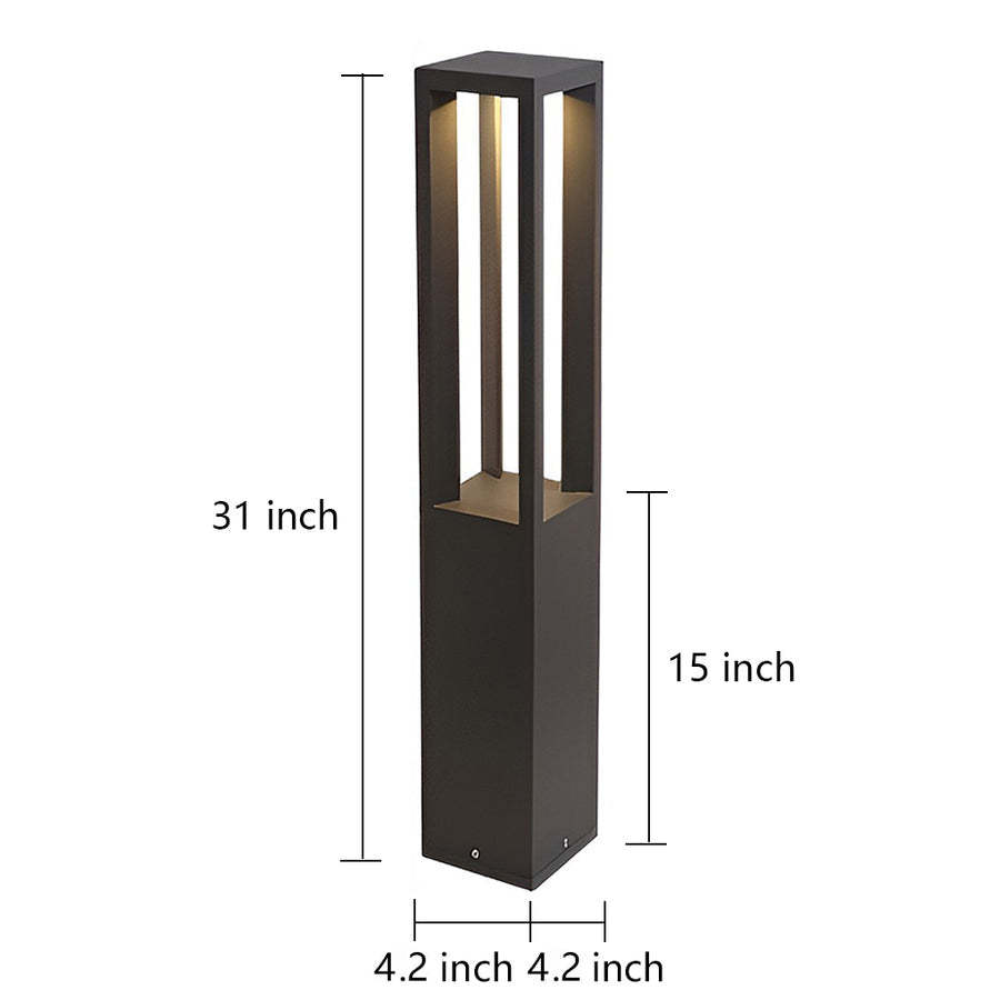 Black Aluminum Garden Bollard LED 7W 4-Beam Lighting-Lighom