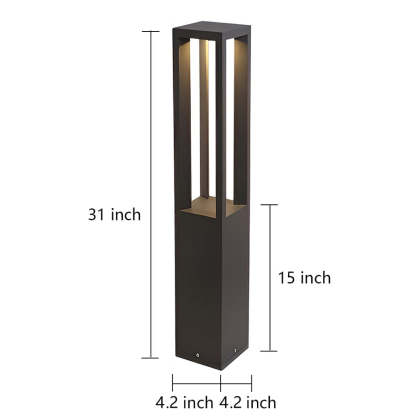 Black Aluminum Garden Bollard LED 7W 4-Beam Lighting-Lighom