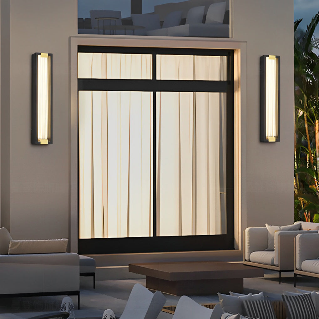 Rectangular Waterproof LED Black Modern Porch Lights Wall Sconces-Lighom