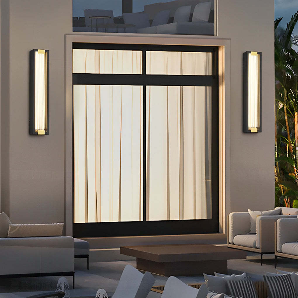Rectangular Waterproof LED Black Modern Porch Lights Wall Sconces-Lighom
