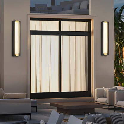 Rectangular Waterproof LED Black Modern Porch Lights Wall Sconces-Lighom