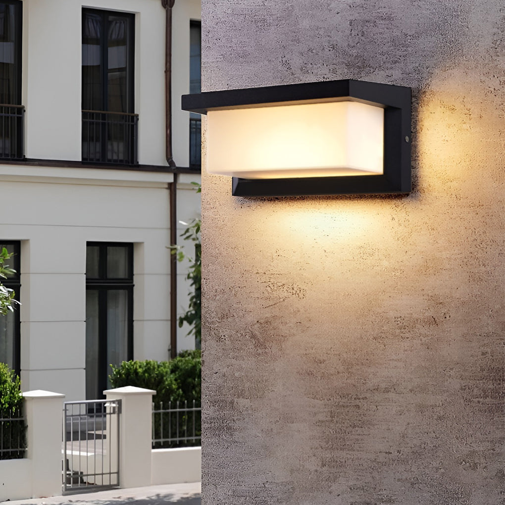 Rectangle Light-Control Black Modern Solar Sconce