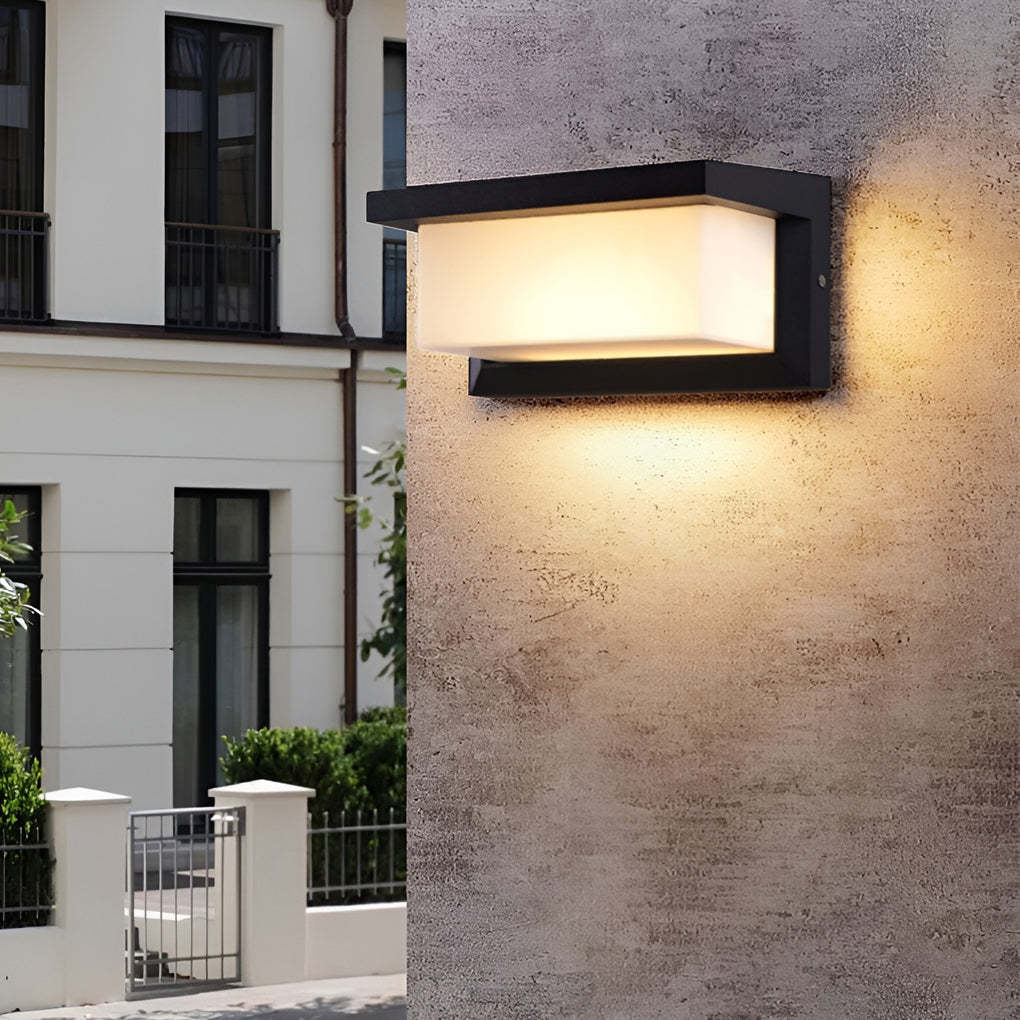 Rectangle Light-Control Black Modern Solar Sconce