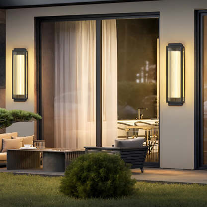 Rectangular Strip Waterproof LED Black Modern Outdoor Wall Lights-Lighom