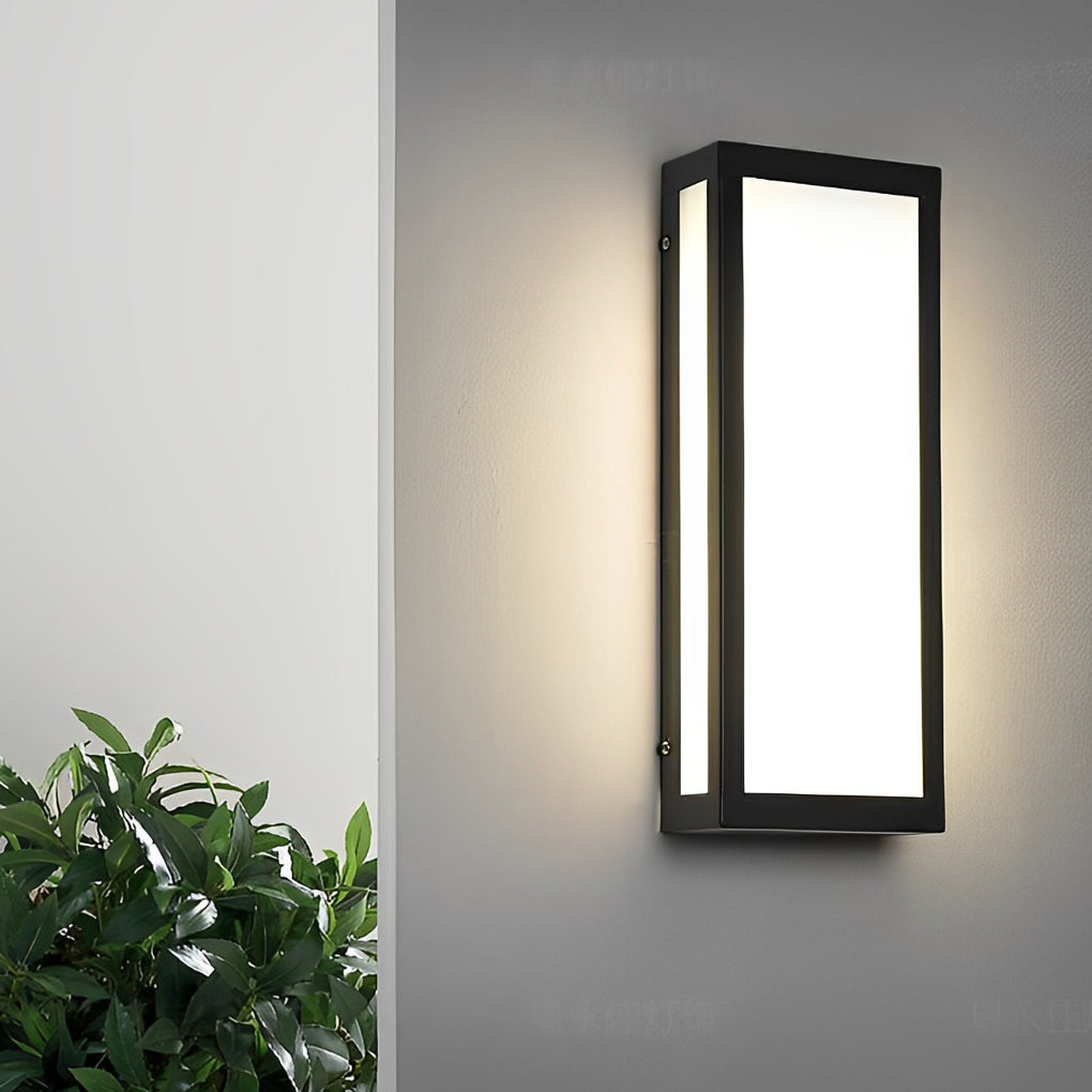 Rectangular LED Waterproof Black Modern Outdoor Exterior Light Wall Lamp-Lighom