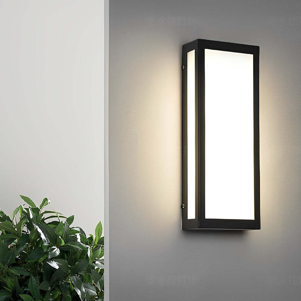 Rectangular LED Waterproof Black Modern Outdoor Exterior Light Wall Lamp-Lighom